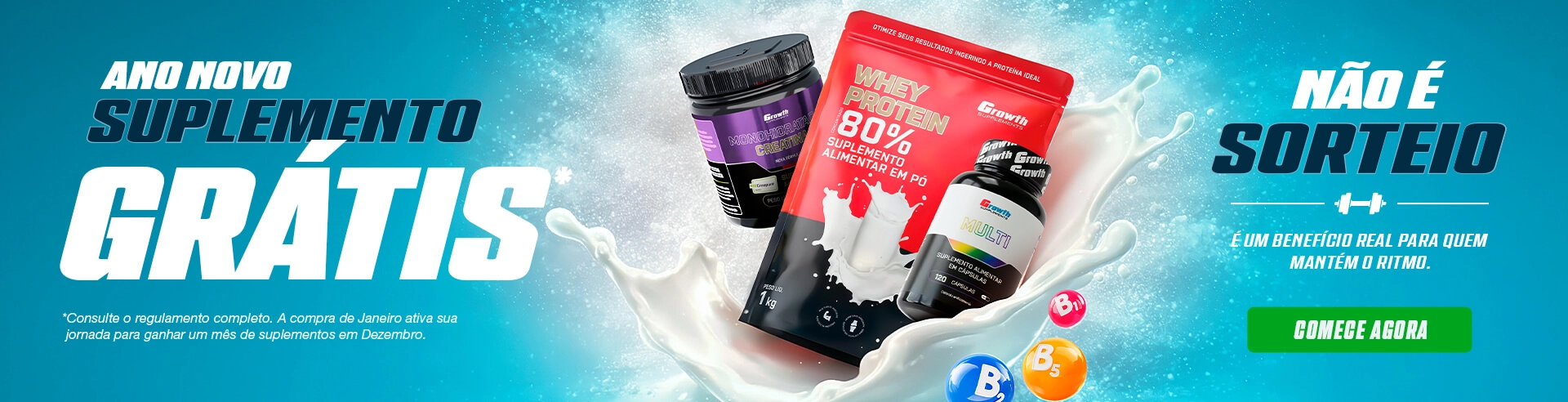 Campanha Dezembro grátis 2026 (Creapure®) - Suplementos alimentares na Growth Supplements!