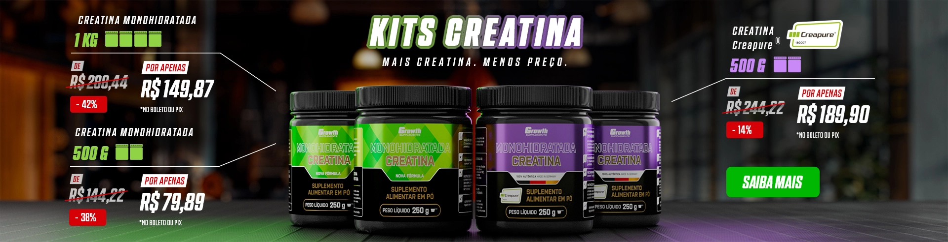 Kit Creatina - Suplementos alimentares na Growth Supplements!