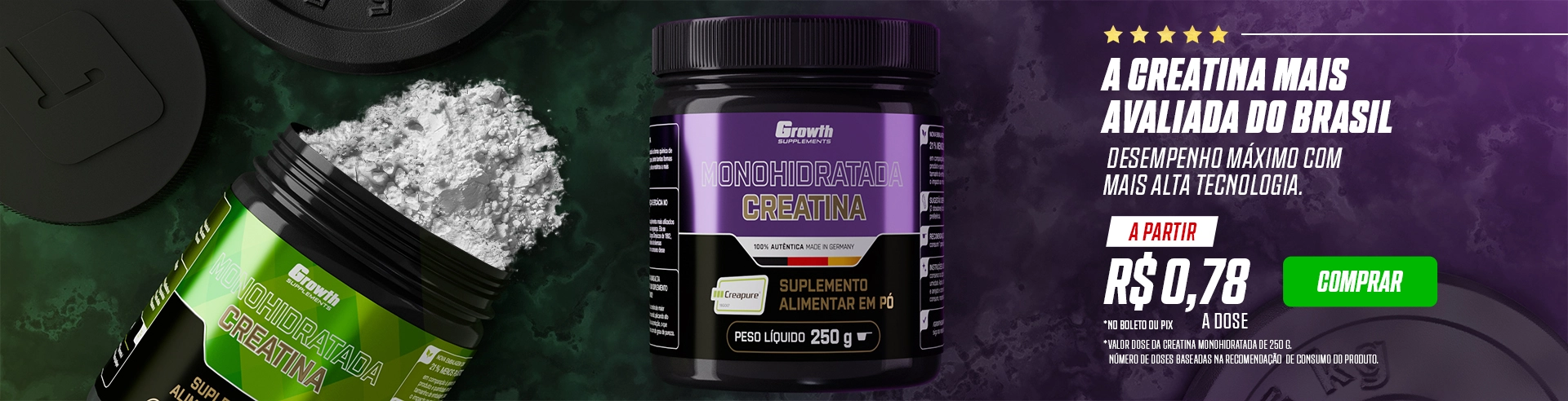 Conheça as Creatinas da Growth Supplements