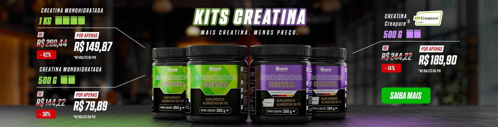 Kit Creatina - Suplementos alimentares na Growth Supplements!