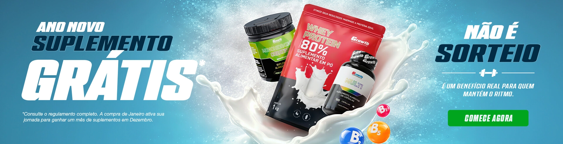 Campanha Dezembro grátis 2026 - Suplementos alimentares na Growth Supplements!