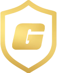 Logo da Growth em dourado com borda em formato de escudo