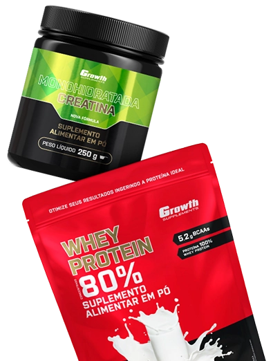 Kit whey Protein + Creatina Mono Gowth Supplements
