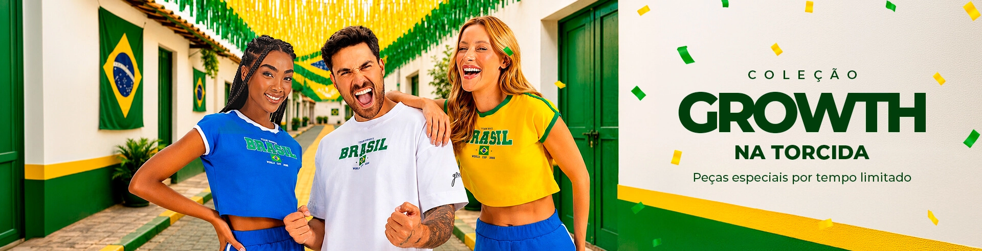 Modelos com camisa do Brasil - Growth Supplements