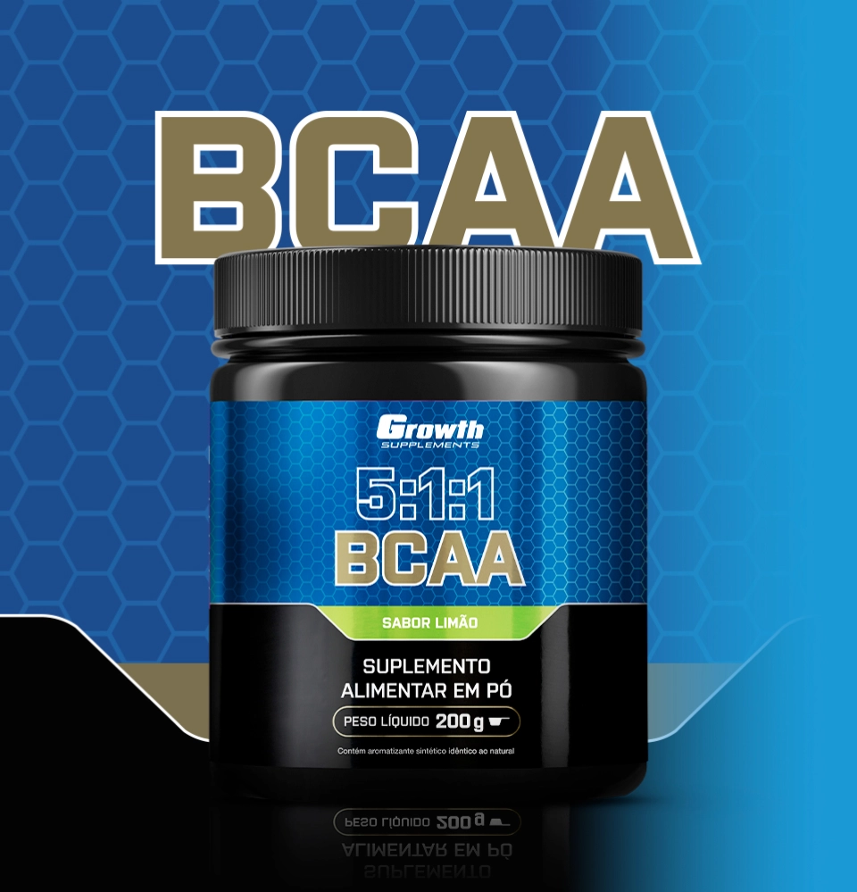 Embalagem de BCAA 5:1:1 em pó sabor limão Growth Supplements