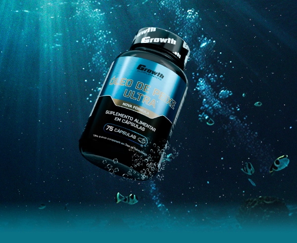 Oleo de peixe Ultra da Growth Supplements dentro da água