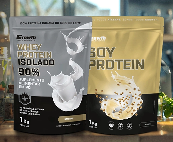 Whey Protein Isolado e Soy protein Growth Supplements