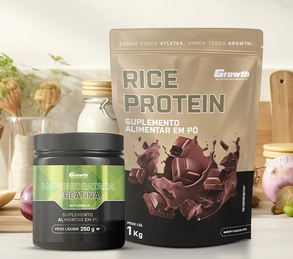 Creatina 250g e Rice Protein 1Kg Growth Supplements