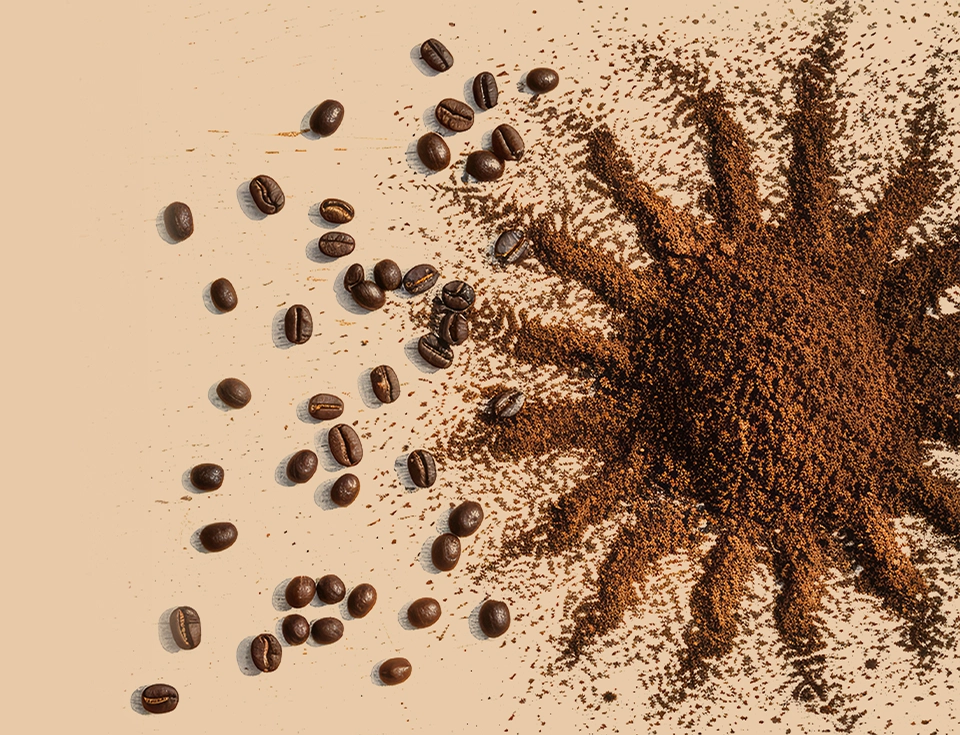 Imagem ilustrativa de Pó e grãos de café