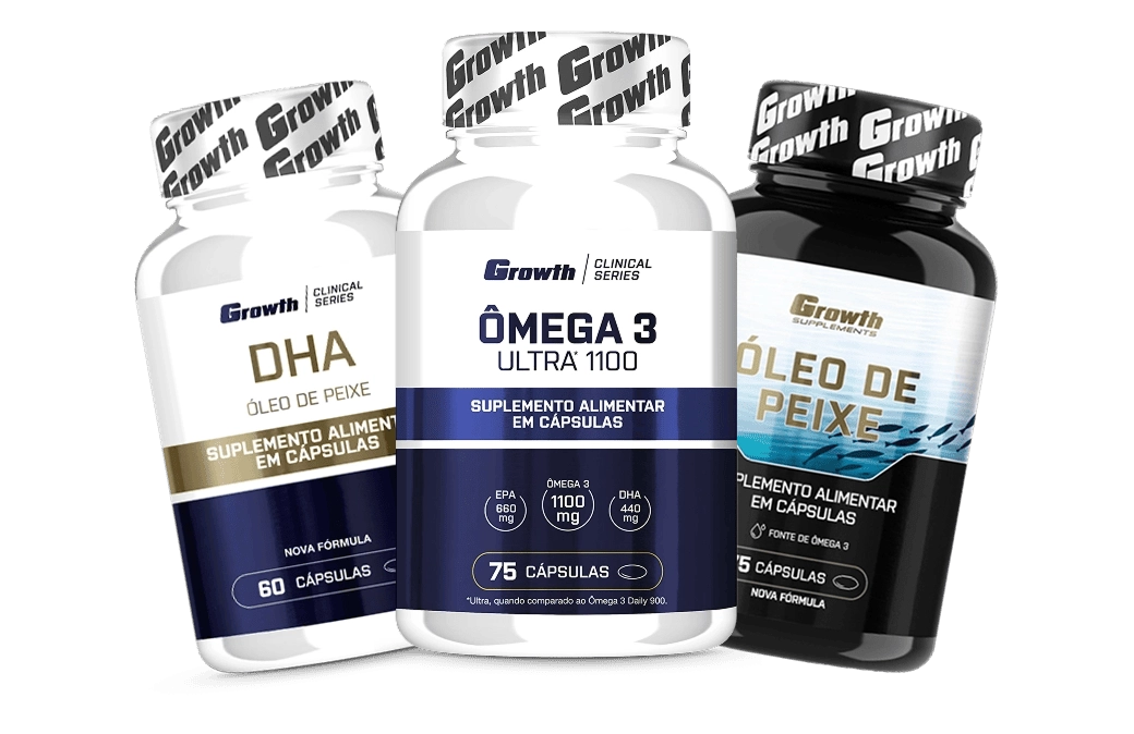 IMAGEM ILUSTRATIVA - EMBALAGENS DE "DHA - ÓLEO DE PEIXE", "ÔMEGA 3 ULTRA 1100" E "ÓLEO DE PEIXE" GROWTH SUPPLEMENTS