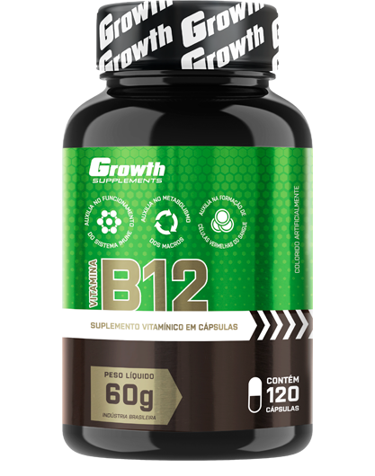 Vitamina B12 com 120 cápsulas - Growth Supplements