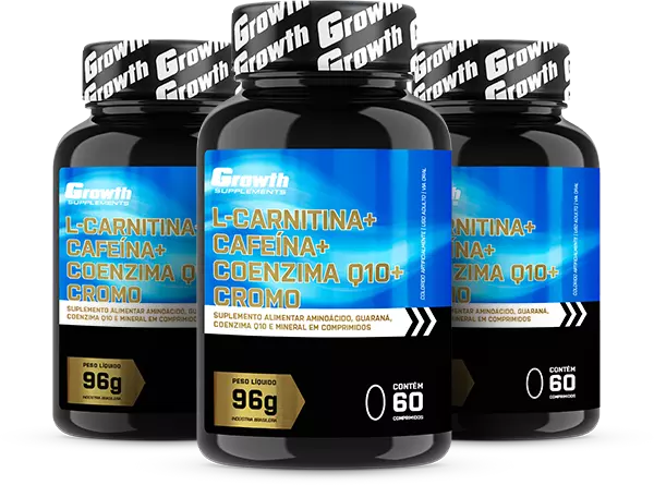 L-Carnitina + Q10 + Guaraná + Picolinato de Cromo - 60 Comprimidos - Growth Supplements
