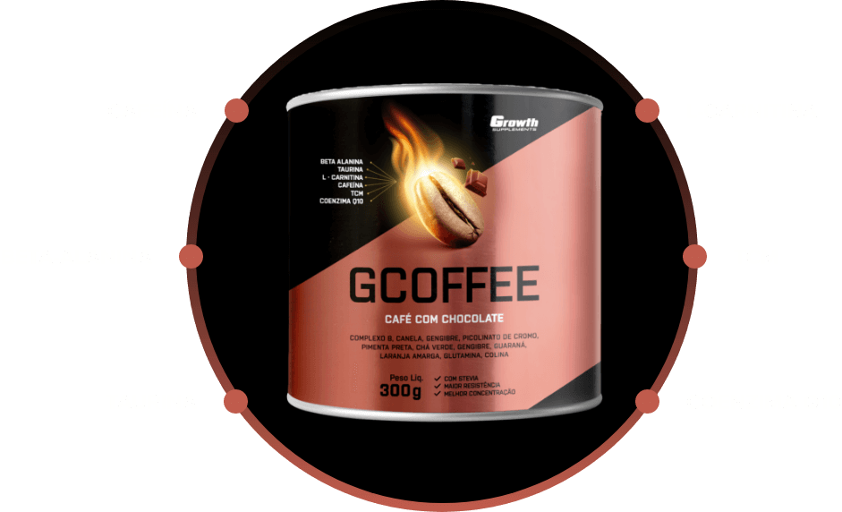 Embalagem do GCoffee café com chocolate - Growth Supplements