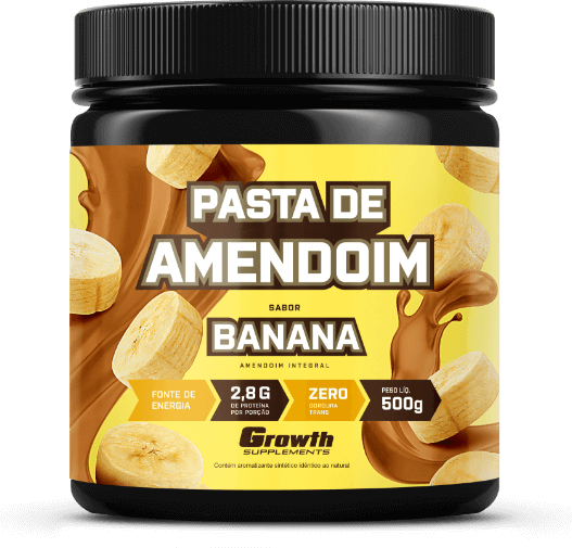 PASTA DE AMENDOIM SABOR BANANA 500GR - GROWTH SUPPLEMENTS