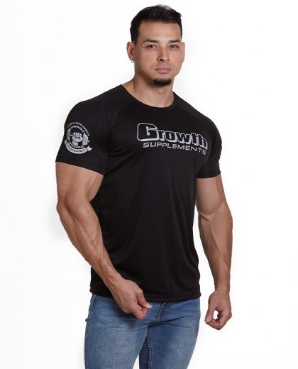 Camiseta de treino Dry-Fit Cor Preta com Caveira - Growth Supplements