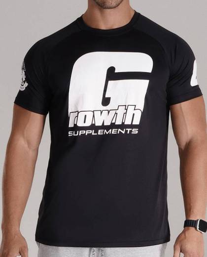 CAMISETA PRETA LOGO BRASIL- GROWTH SUPPLEMENTS