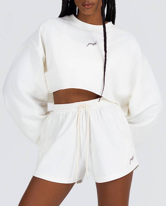 Blusão Cropped Moletom Growth Off White