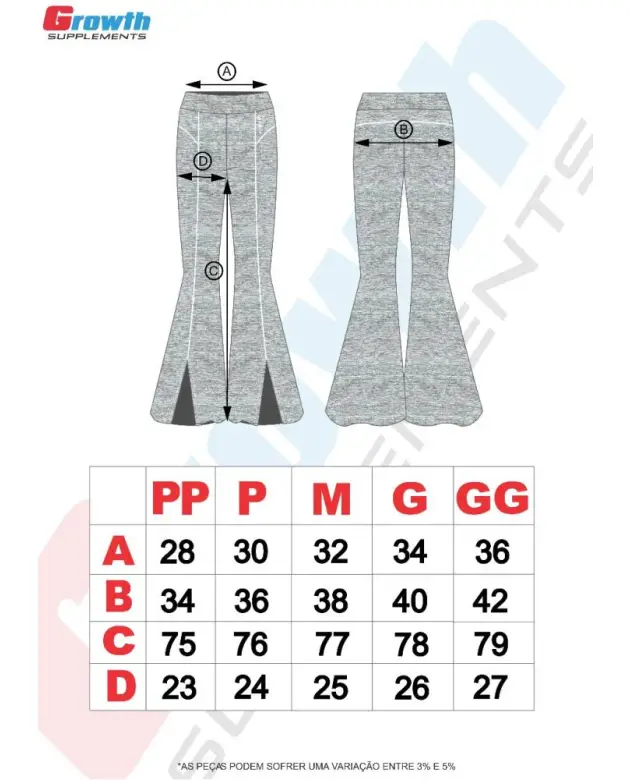 CALÇA FLARE GROWTH FILE CINZA MESCLA - GROWTH SUPPLEMENTS
