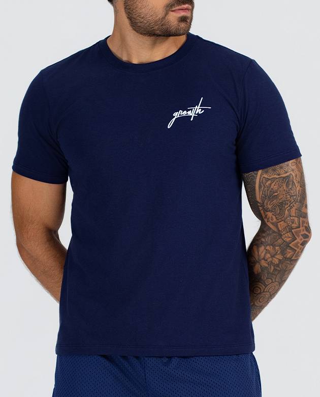 Camiseta Growth Manga Curta Com Silk Logo Azul Marinho