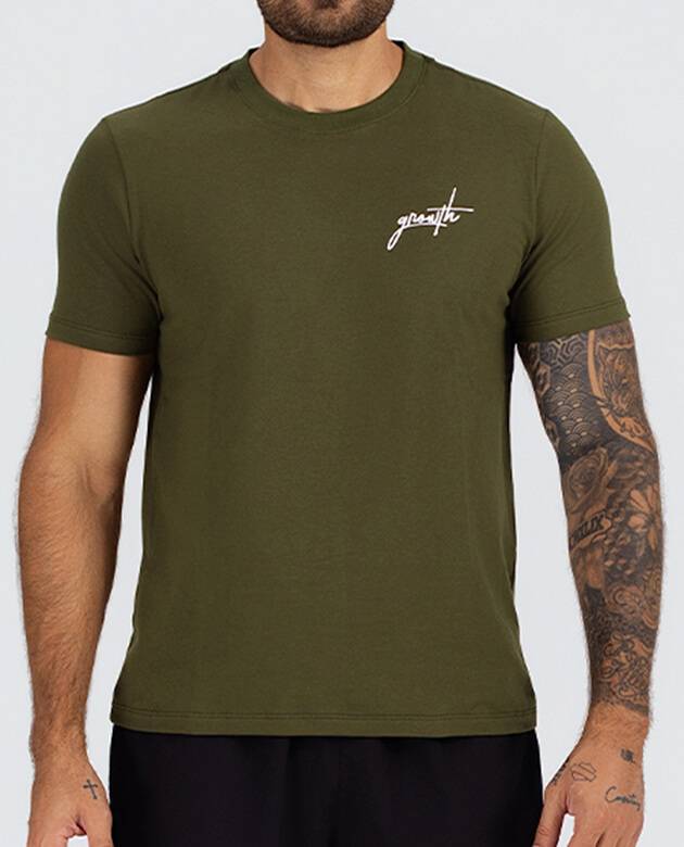 Camiseta Growth Manga Curta Com Silk Logo Verde Militar