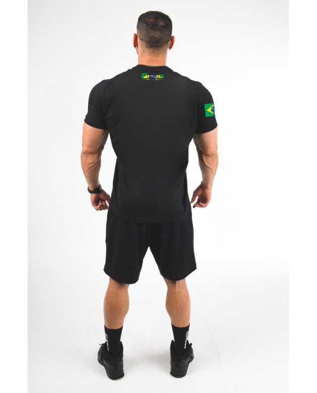 CAMISETA PRETA LOGO BRASIL- GROWTH SUPPLEMENTS