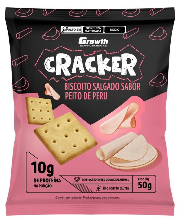 Cracker biscoito salgado 50g sabor peito de peru