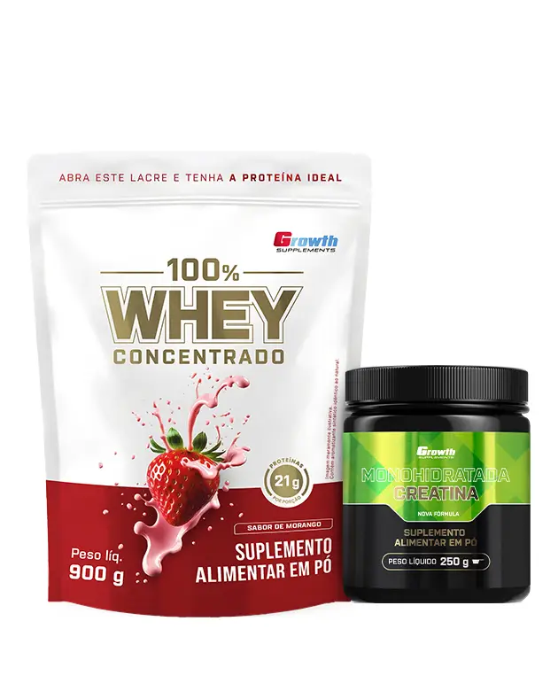 Kit 100% Whey Protein Concentrado 900g e Creatina Monohidratada 250g