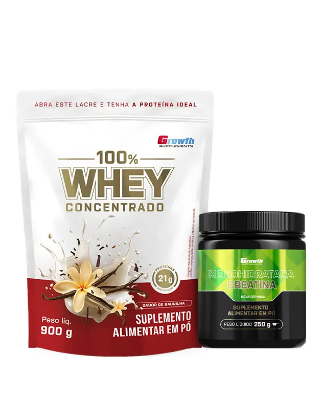 Kit 100% Whey Protein Concentrado 900g e Creatina Monohidratada 250g