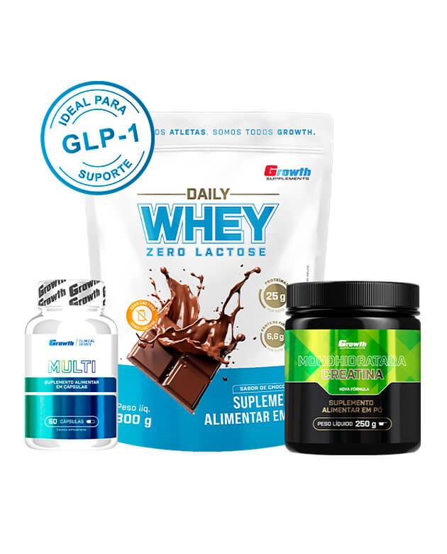 Kit Proteína Zero Lactose - Daily Whey Zero Lactose (800g) + Creatina Monohidratada (250g) + Multivitamínico (60caps)