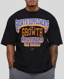 Camiseta Oversized Growth College Preta/Laranja
