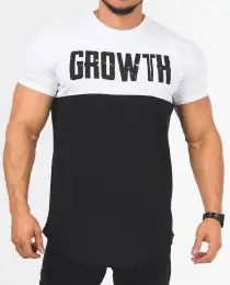 CAMISETA PREMIUM LONG PRETA RECORTE BRANCA - GROWTH SUPPLEMENTS