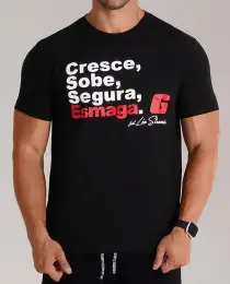 CAMISETA PRETA CRESCE, SOBE, SEGURA, ESMAGA. - GROWTH SUPPLEMENTS