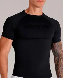 CAMISETA PRETA TÉRMICA SEGUNDA PELE GROWTH - GROWTH SUPPLEMENTS