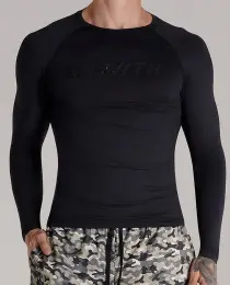 CAMISETA PRETA MANGA LONGA TÉRMICA SEGUNDA PELE GROWTH - GROWTH SUPPLEMENTS