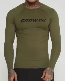 CAMISETA VERDE MILITAR TÉRMICA SEGUNDA PELE GROWTH - GROWTH SUPPLEMENTS