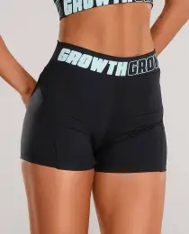 SHORT PRETO AD RECORTE LOGO GROWTH