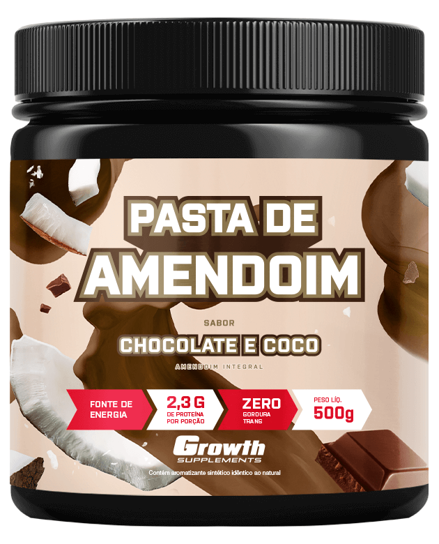 Pasta de Amendoim Sabor Chocolate e Coco 500g, Growth