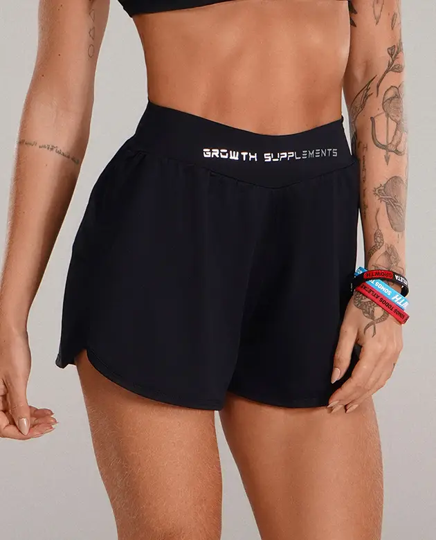 Shorts Duplo Growth Luar Preto | Growth Supplements