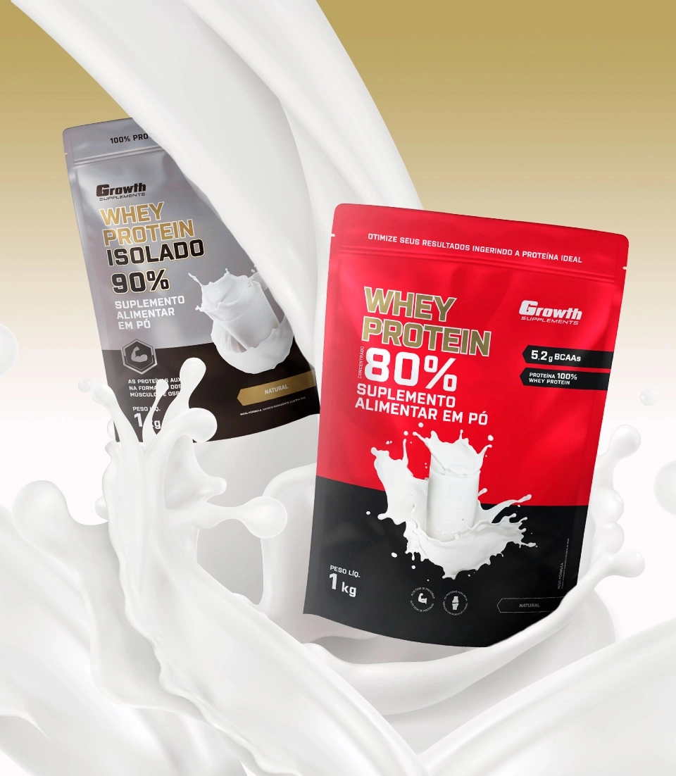 GROWTH SUPPLEMENTS - Embalagens de Whey Protein Isolado e Whey Protein Concentrado