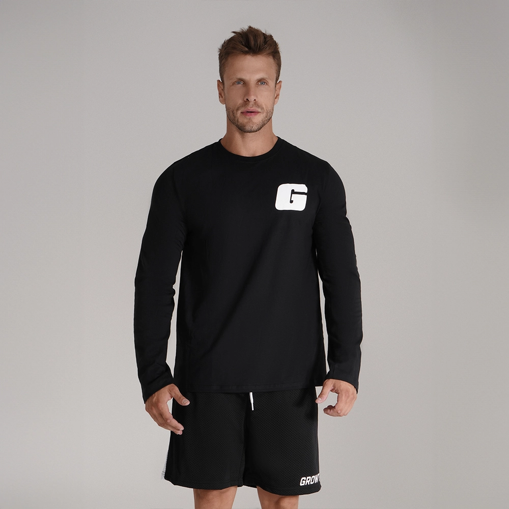 CAMISETA PRETA MANGA LONGA - GROWTH SUPPLEMENTS