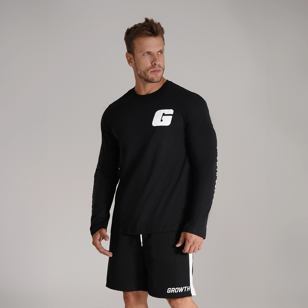CAMISETA PRETA MANGA LONGA - GROWTH SUPPLEMENTS