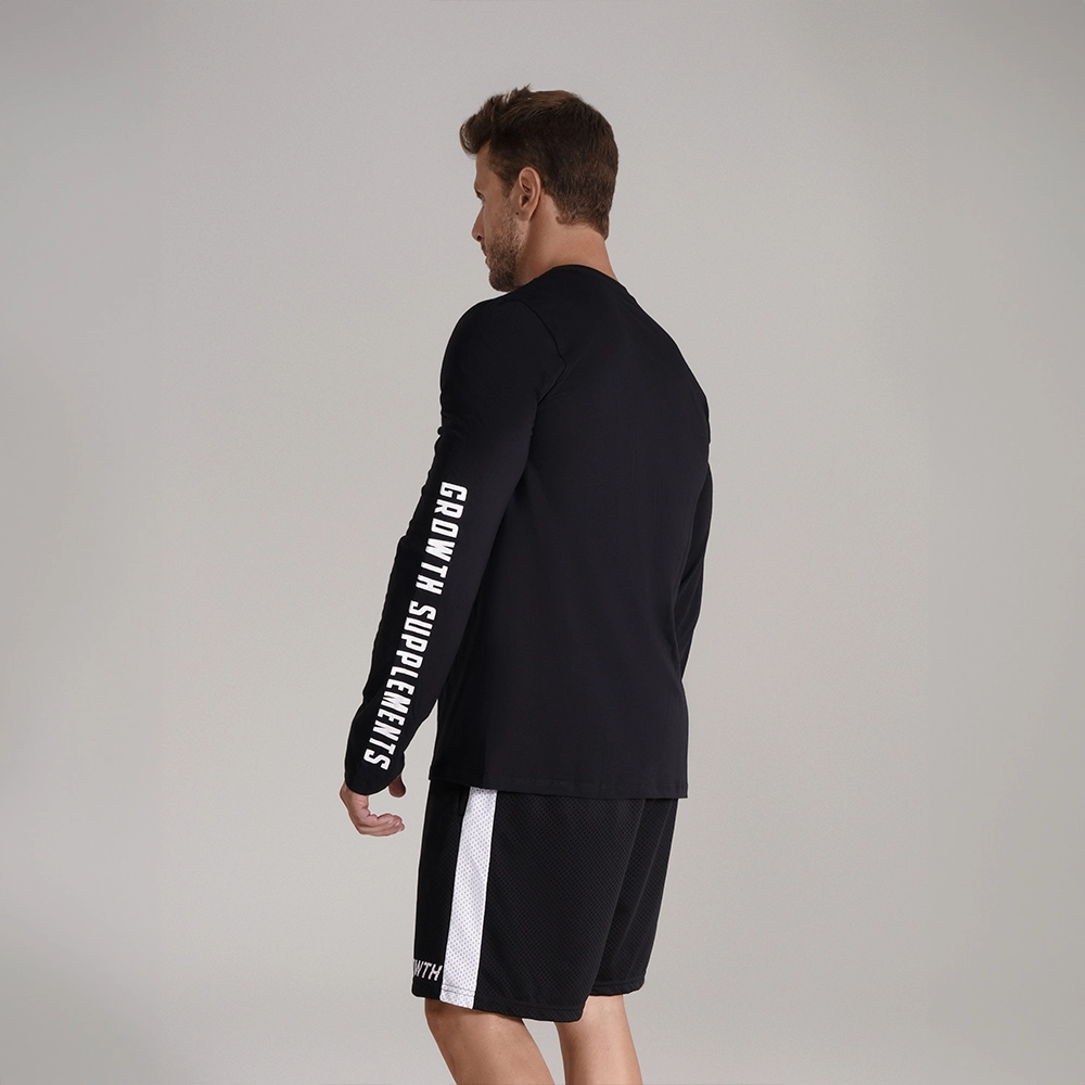CAMISETA PRETA MANGA LONGA - GROWTH SUPPLEMENTS