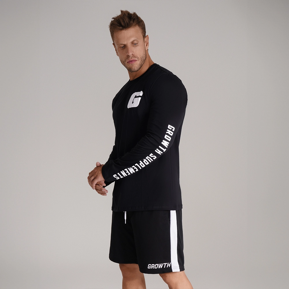 CAMISETA PRETA MANGA LONGA - GROWTH SUPPLEMENTS