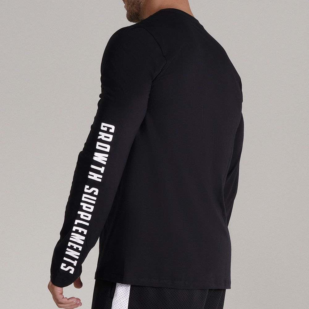 CAMISETA PRETA MANGA LONGA - GROWTH SUPPLEMENTS