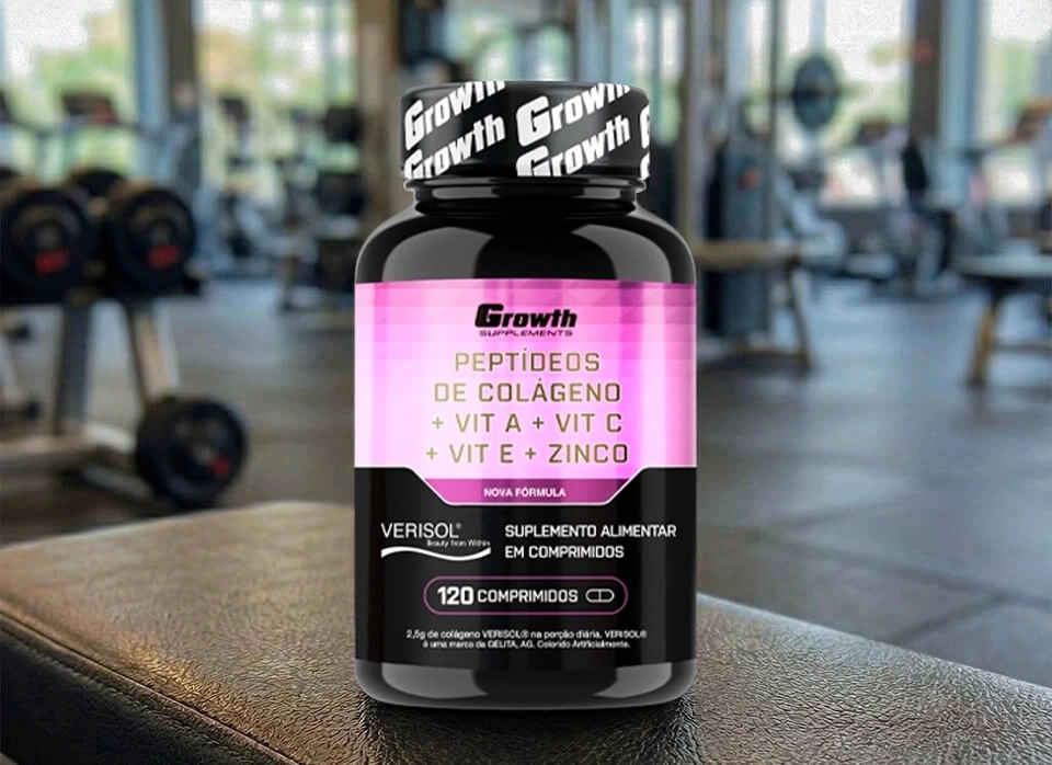 Growth Supplements - IMAGEM ILUSTRATIVA PEPTÍDEOS DE COLÁGENO EM UM FUNDO DE ACADEMIA