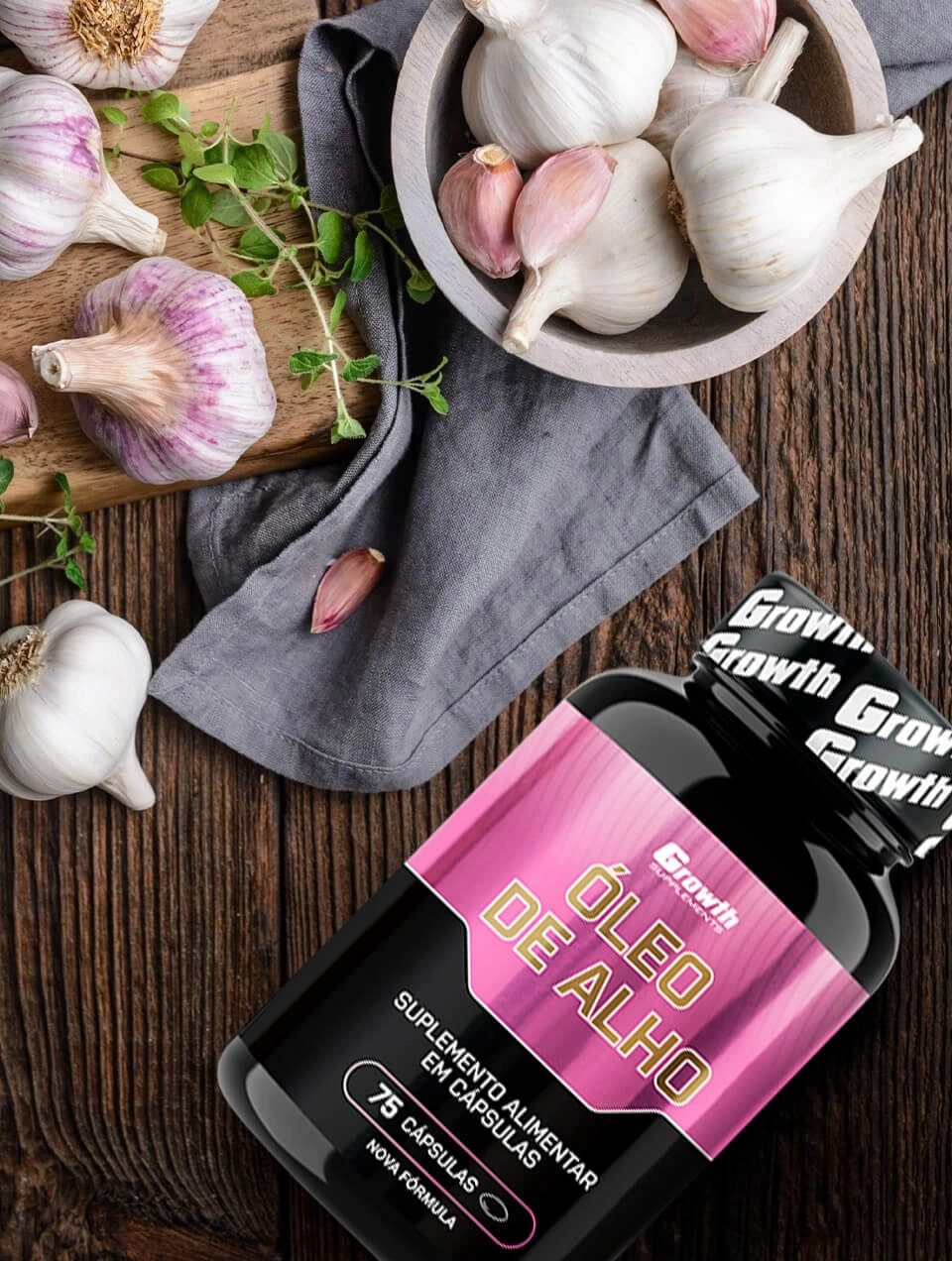 Óleo de Alho 500mg (75 Cápsulas) Growth Supplements