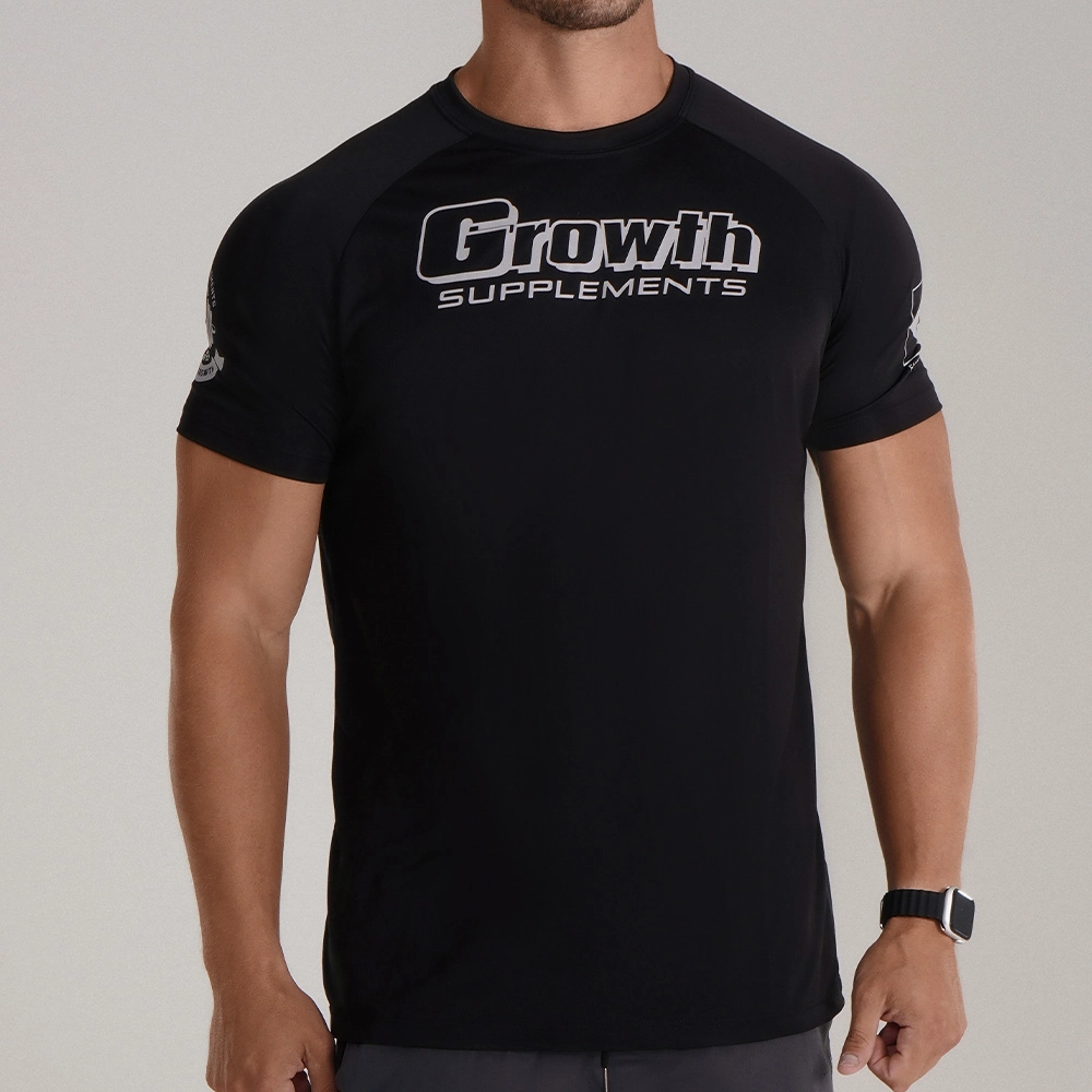 Camiseta de treino Dry-Fit Cor Preta com Caveira - Growth Supplements