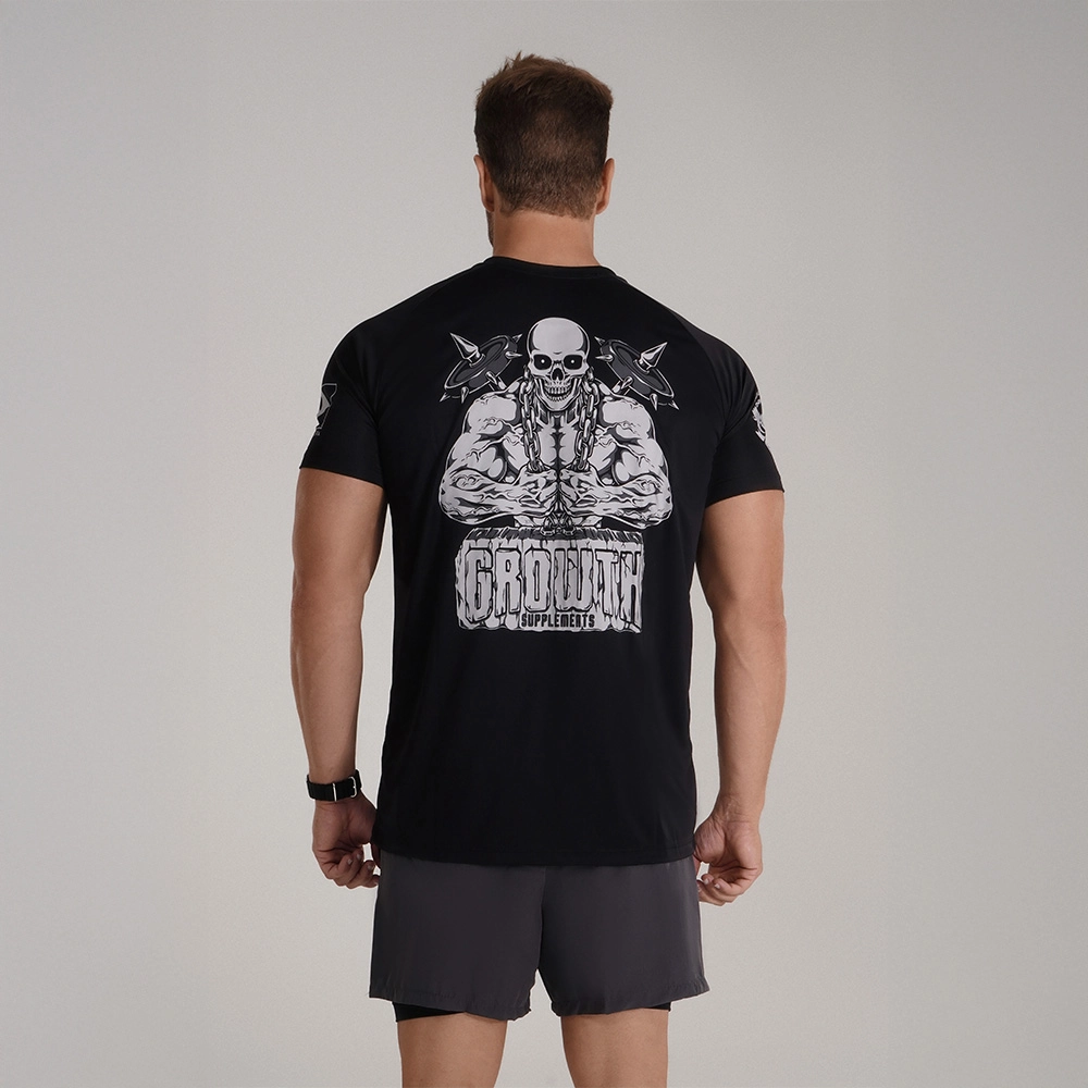 Camiseta de treino Dry-Fit Cor Preta com Caveira - Growth Supplements