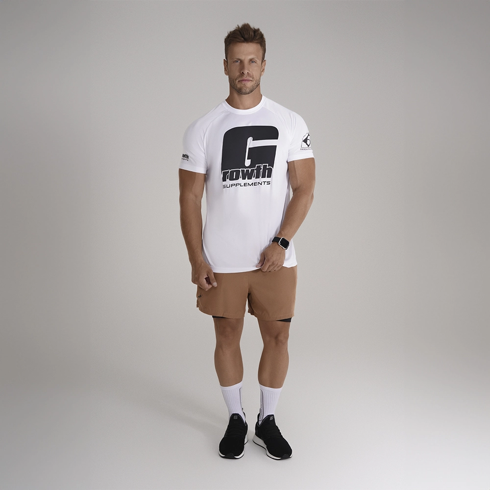 Camiseta de treino Dry-Fit Cor Branca com Gzão - Growth Supplements