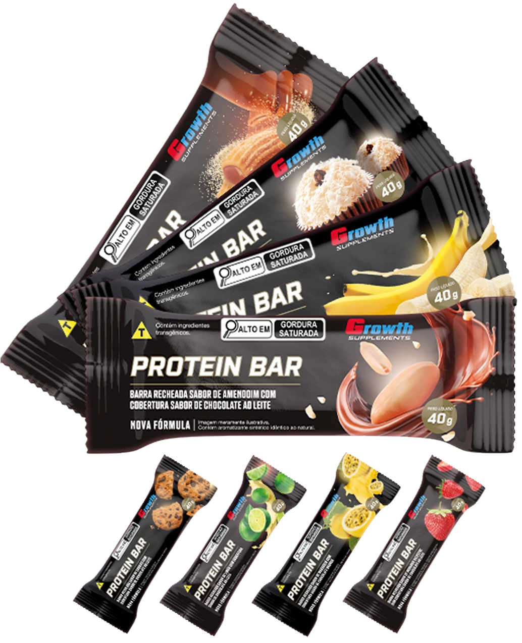 Foto do produto BARRA DE PROTEÍNA COM RECHEIO - DISPLAY C/ 12 UN. - GROWTH SUPPLEMENTS